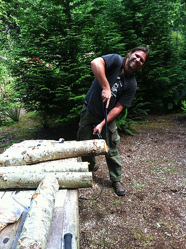 Trimming Alder Logs