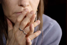 worried woman hands