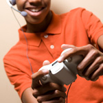 boy playing video games
