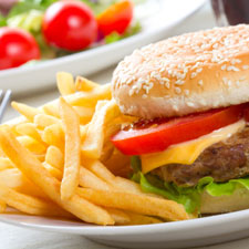 hamburger with fries