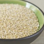 Close-up Black Bowl of Uncooked Quinoa