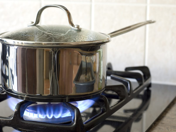 Cooking on a gas stove