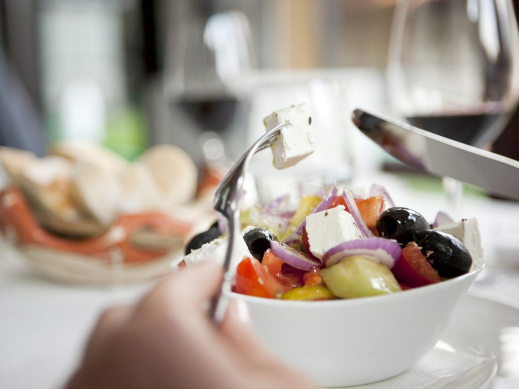 "Eating greek salad, Canon 1Ds mark III"