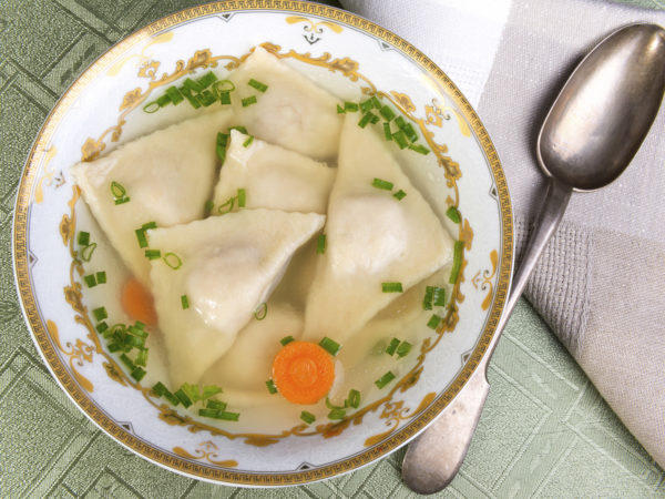 Jewish dumplings -  kreplach cooked in broth