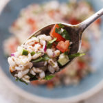 Salad with pearl barley and vegetables.selective focus