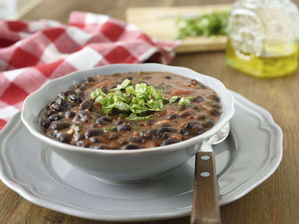 Black bean soup in a bowl