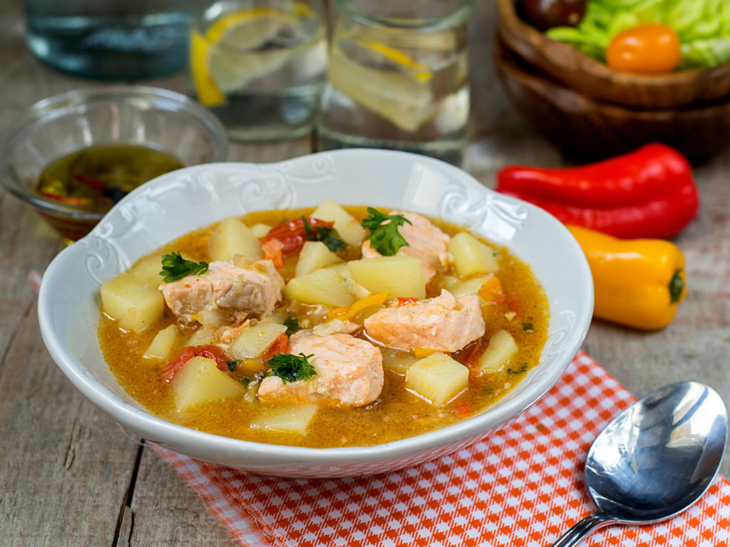Marmitako Basque country tuna pot salmon stew with potatoes