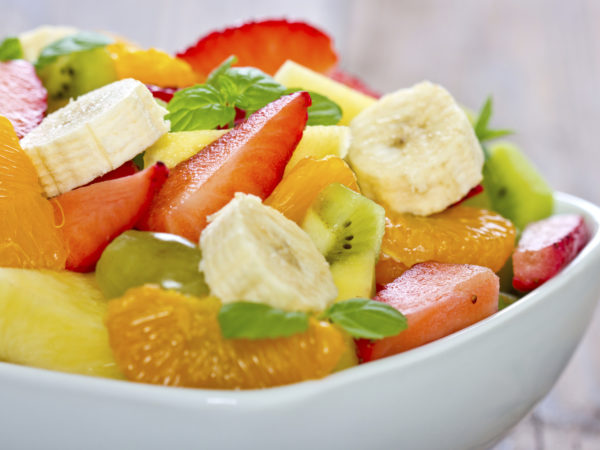 Close - up of mixed fruit salad in the bowl