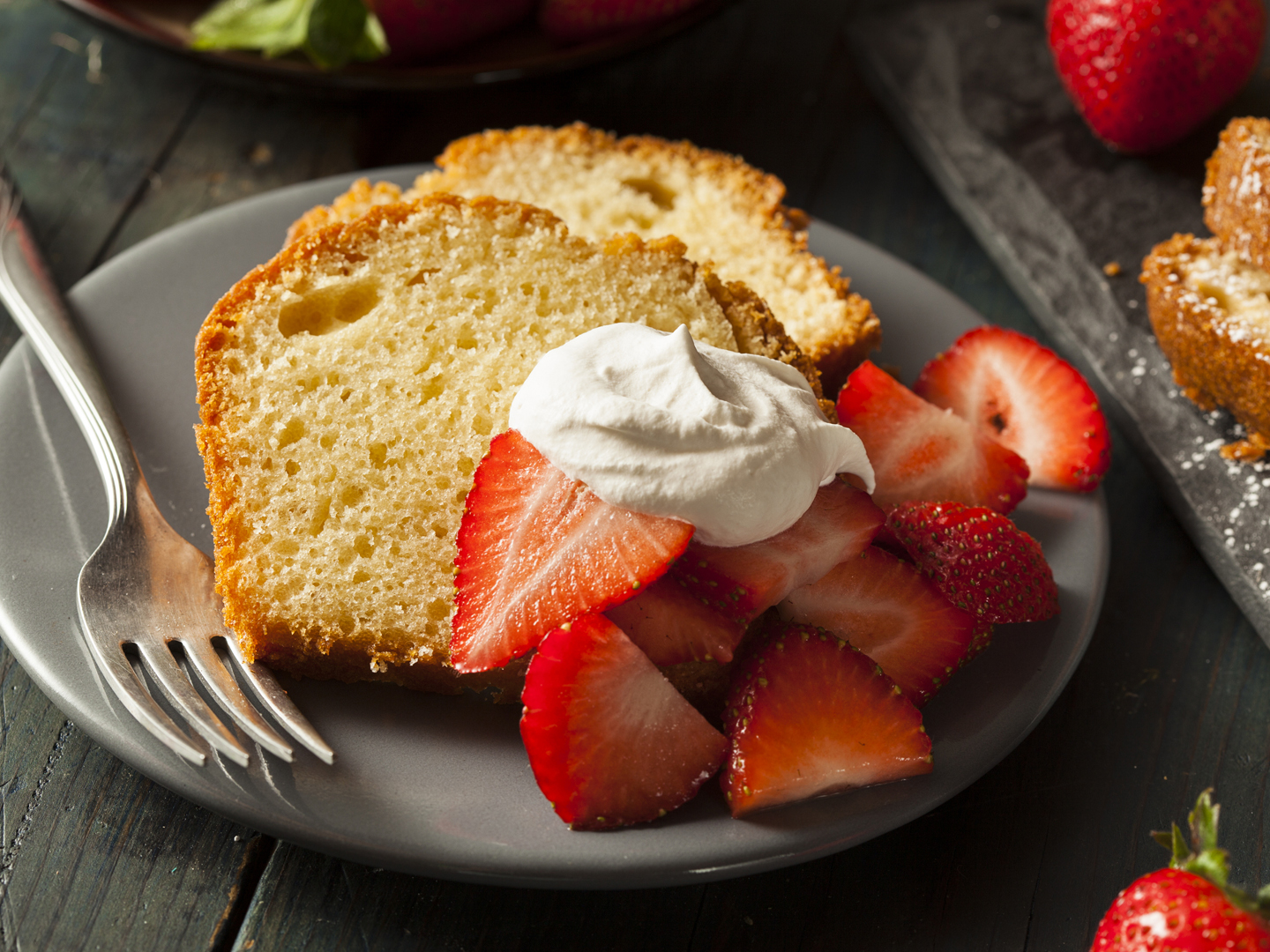 Homemade Pound Cake with Strawberries and Cream