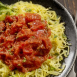 Spaghetti Squash with Tomato Sauce and Toasted Bread - Photographed on Hasselblad H3D2-39mb Camera