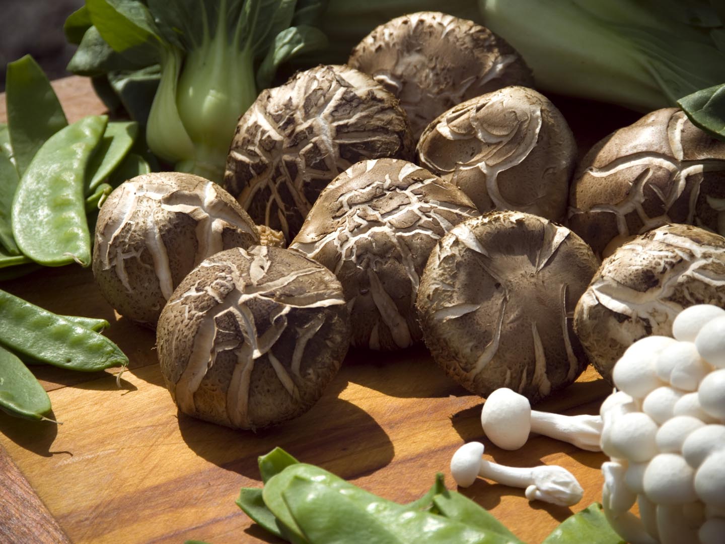"Beautiful shitake mushrooms, snow peas and bok choy, ready to be prepared for a healthy stir-fry dinner.(See my Portfolio for other vegetable, cooking, and more food photos.)"