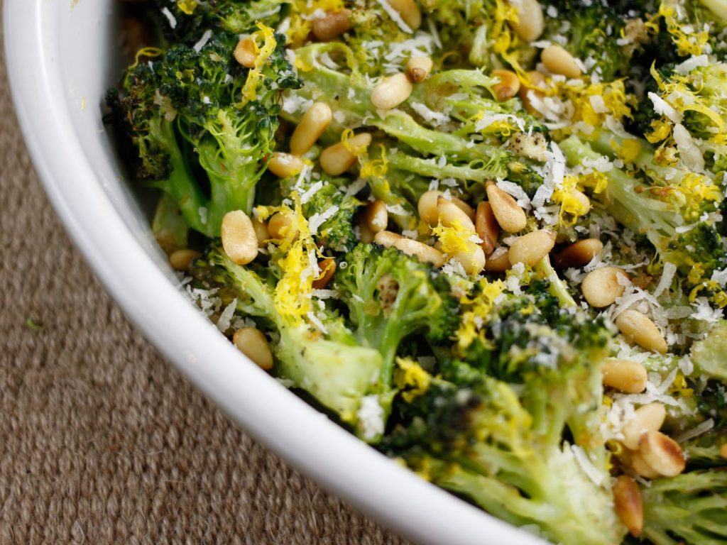 broccoli dish with pine nuts