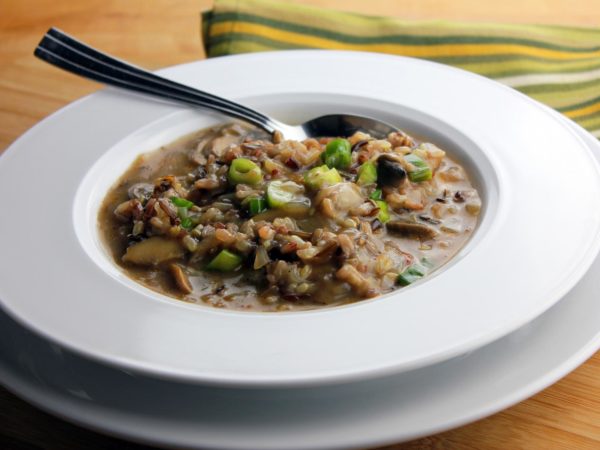 Homemade mushroom and wild rice soup