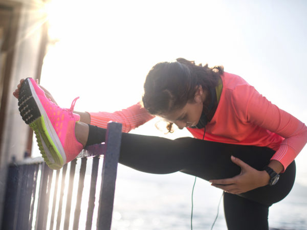 Woman streching before the running in the morning at Istanbul.