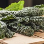 Bunch of freshly harvested lacinato kale with studio lighting