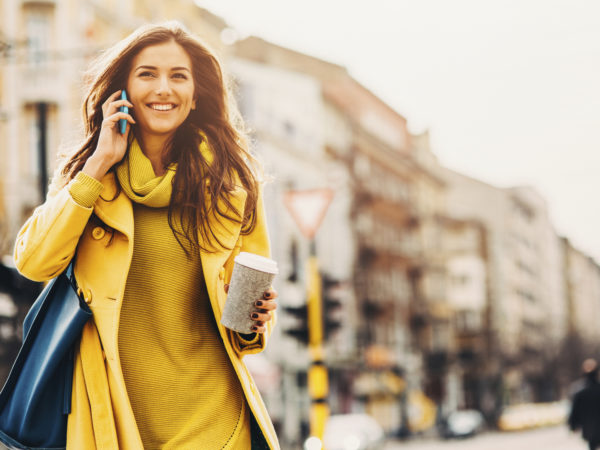 A girl talking on the phone.