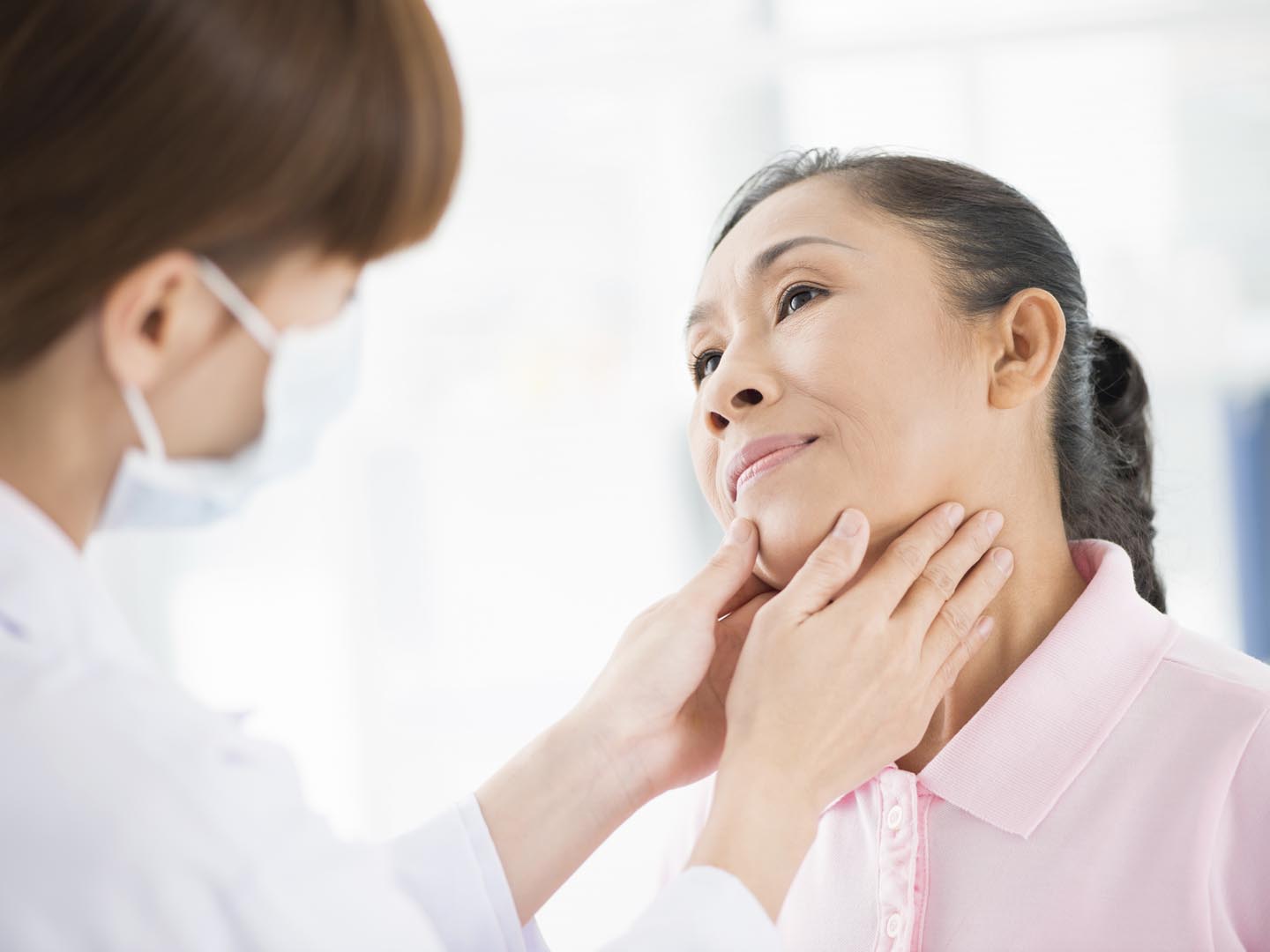 Image of a senior patient having endocrinologist’s check-up on the foreground