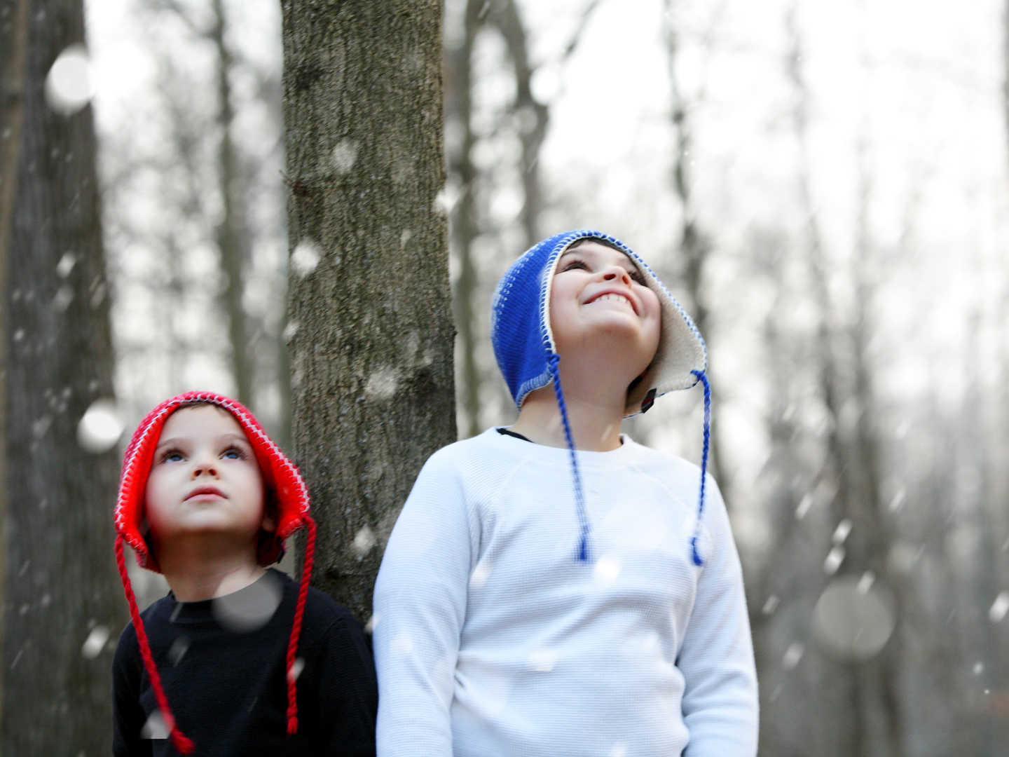These two brothers, both diagnosed with autism and ADHD, enjoy being outside together. You can sense the wonder and joy they feel as they look up at the first snow fall of the winter season.