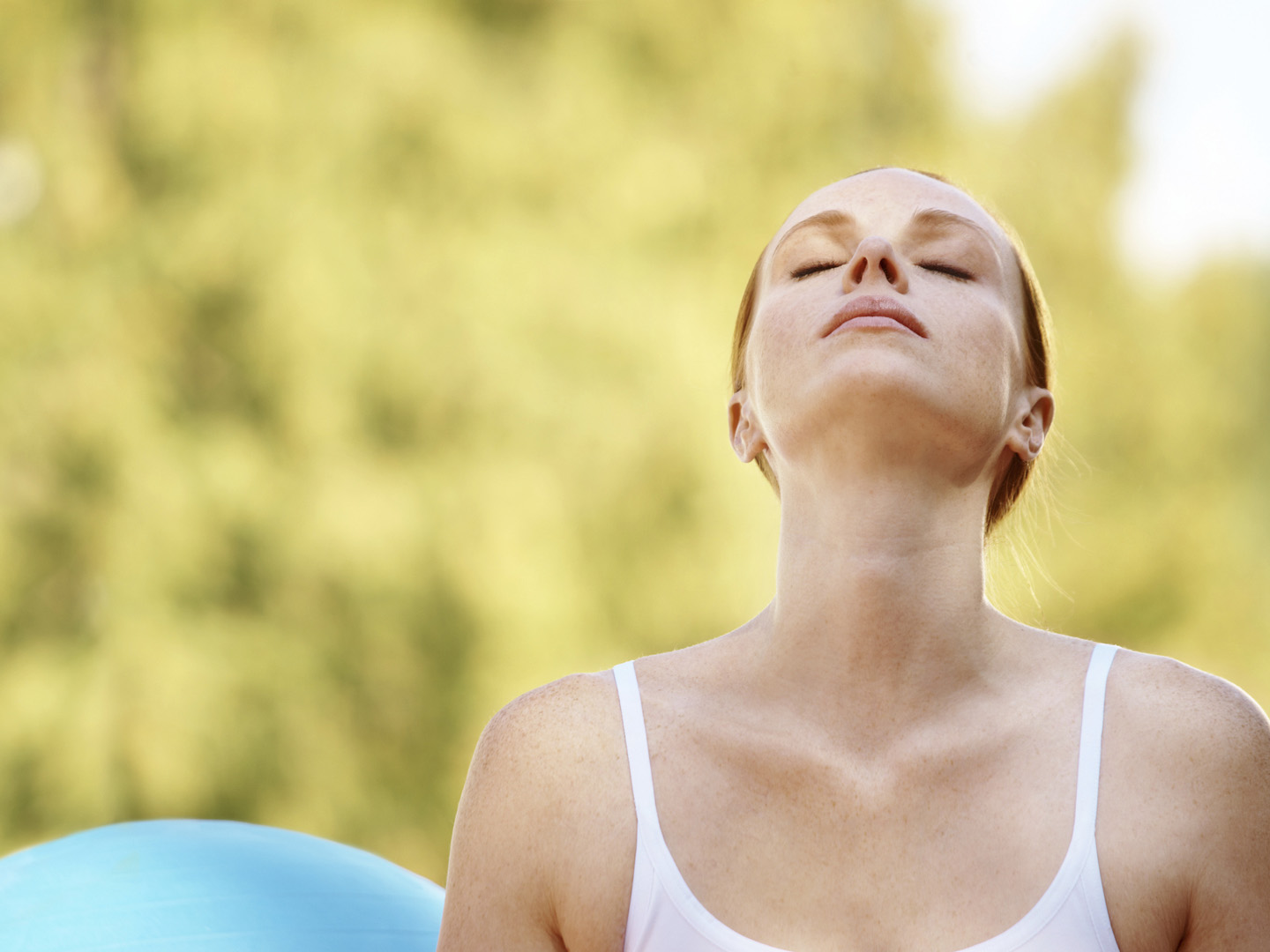 Young woman deep in her yoga meditation - Copyspace