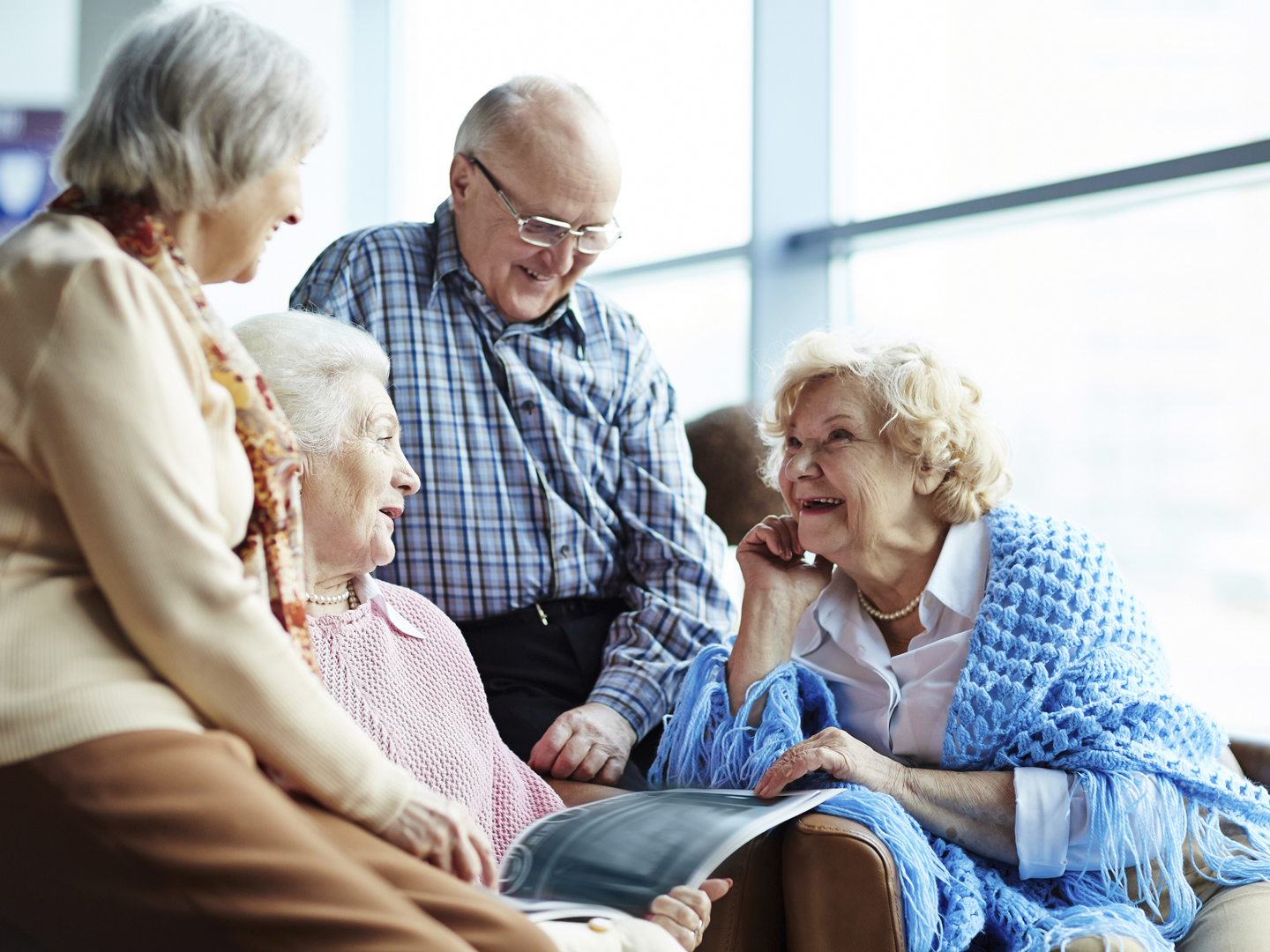 Group of senior friends chatting