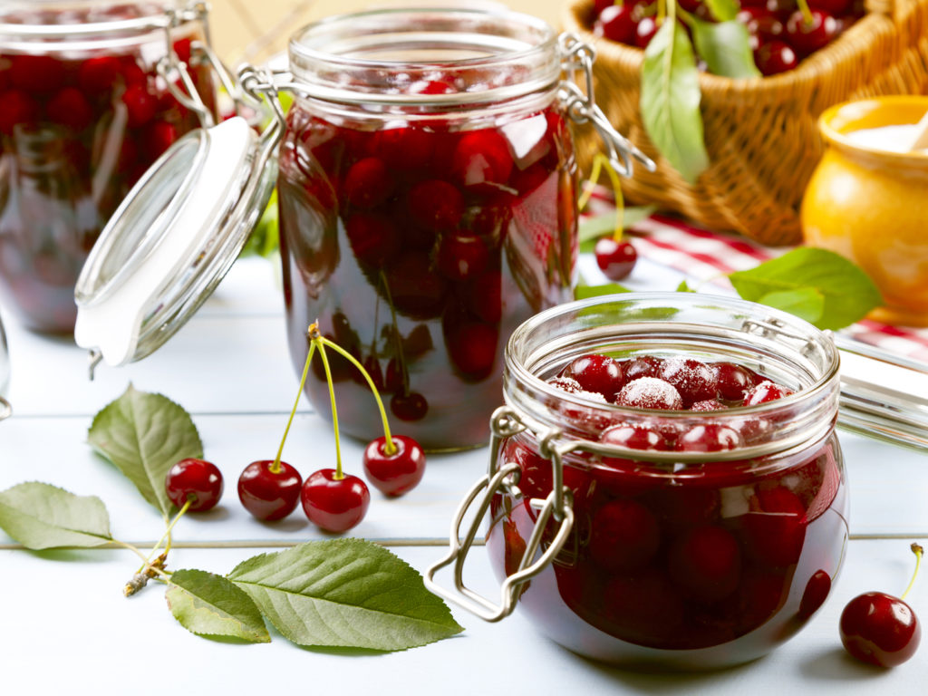 Homemade cherry compote