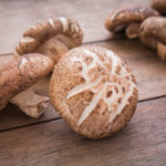 Shiitake mushroom on wooden table