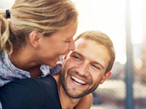 Closeup, Loving Couple, Blonde Woman and Beautiful Man