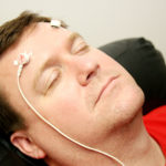 Man wearing electrodes