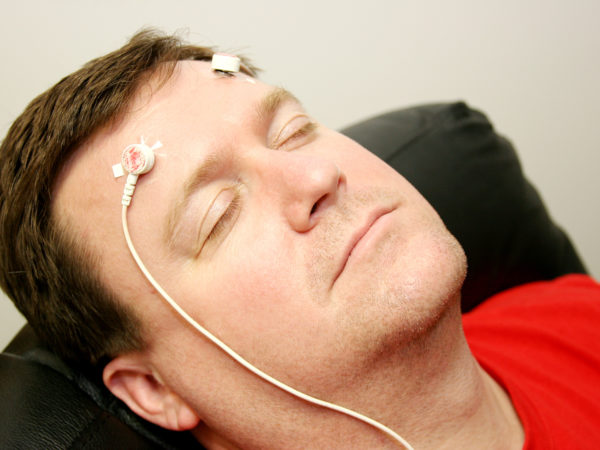 Man wearing electrodes