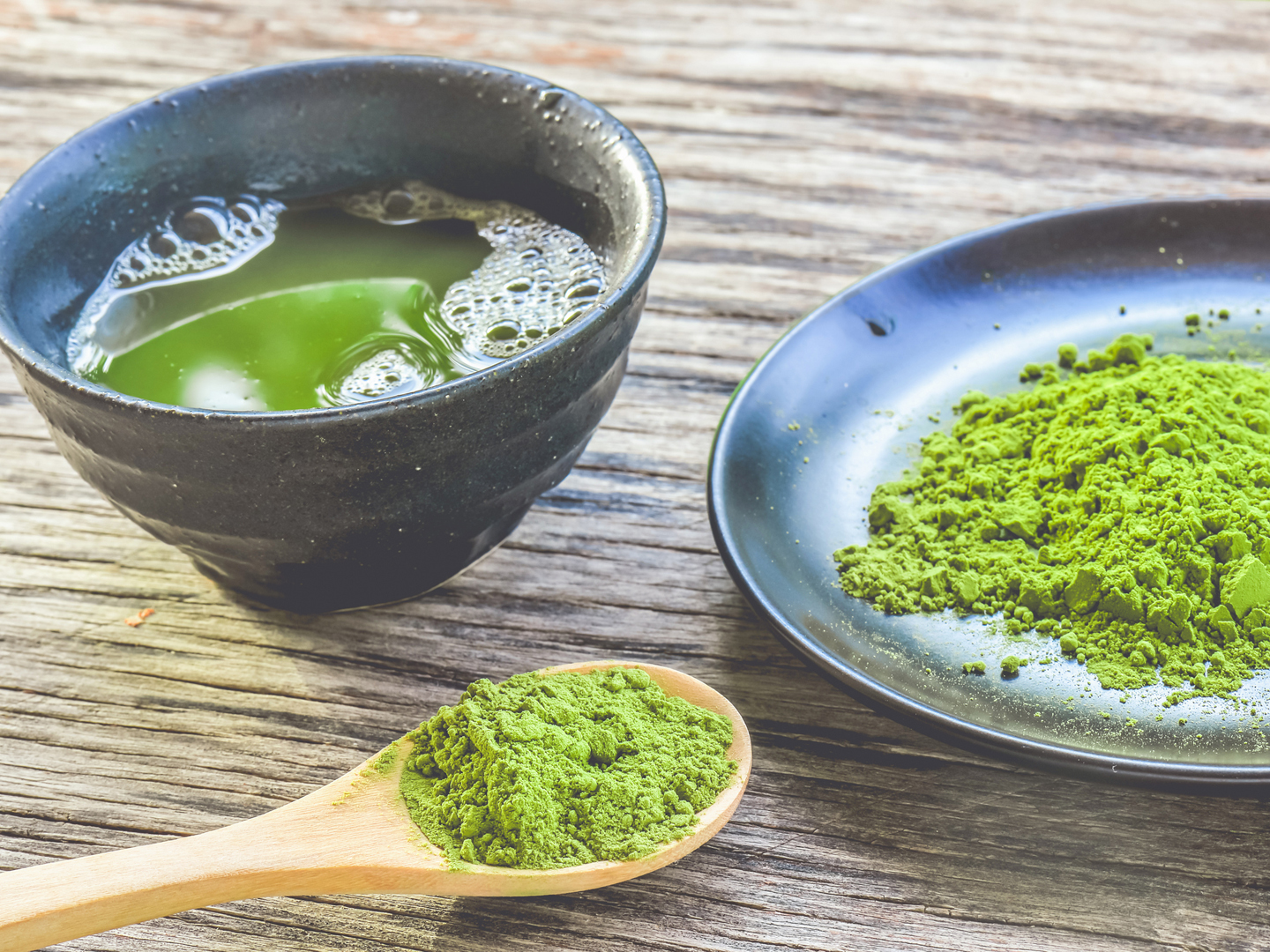 Organic Green Matcha Tea in a Bowl