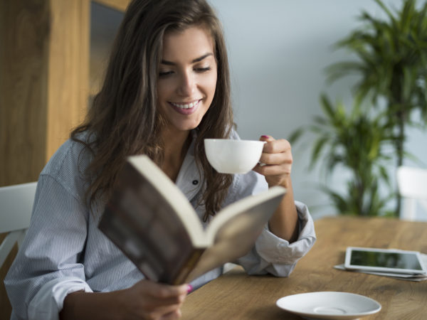 Good book and cup of coffee in the morning