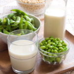 Concept image - Soy Milk, fresh &amp; dry soybeans