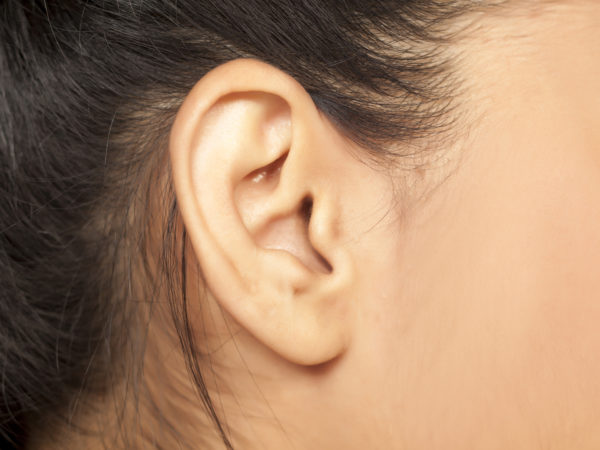 close up of a female ear