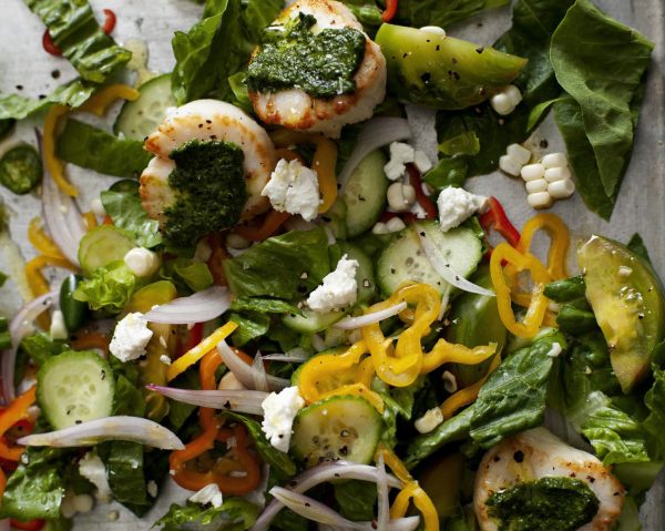 Scallops With Kale Pesto &amp; Feta | Recipes | Dr. Weil&#039;s Healthy Kitchen